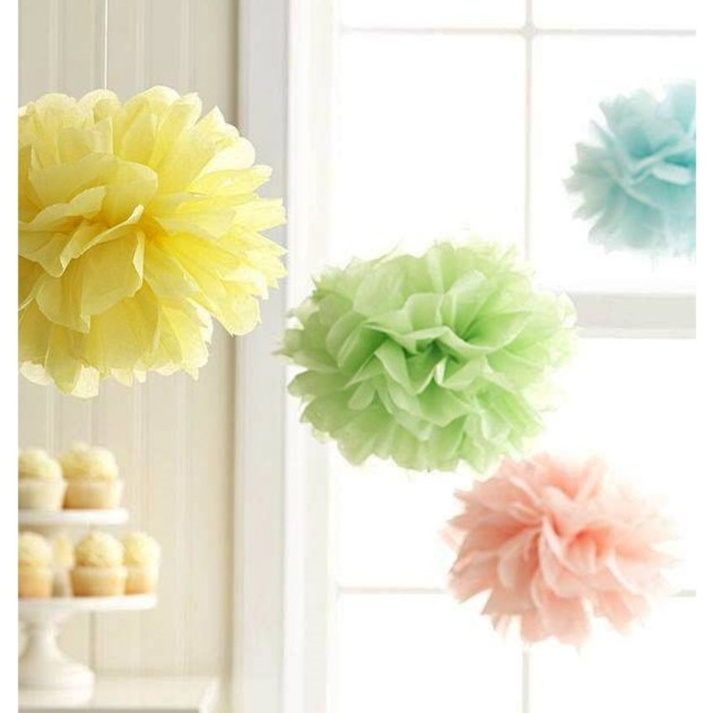 PASTEL TISSUE POMS - PARTY DECORATIONS